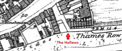 The Hollows marked on OS Map of 1865