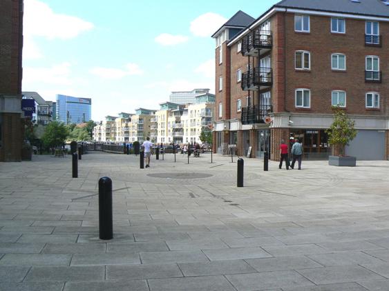 Open paved space leading to canal basin