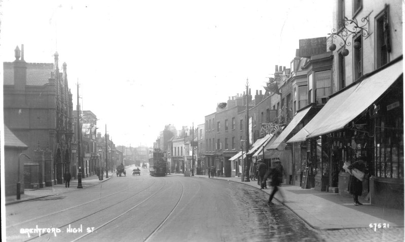 view of the High Street looking west, including the fire station