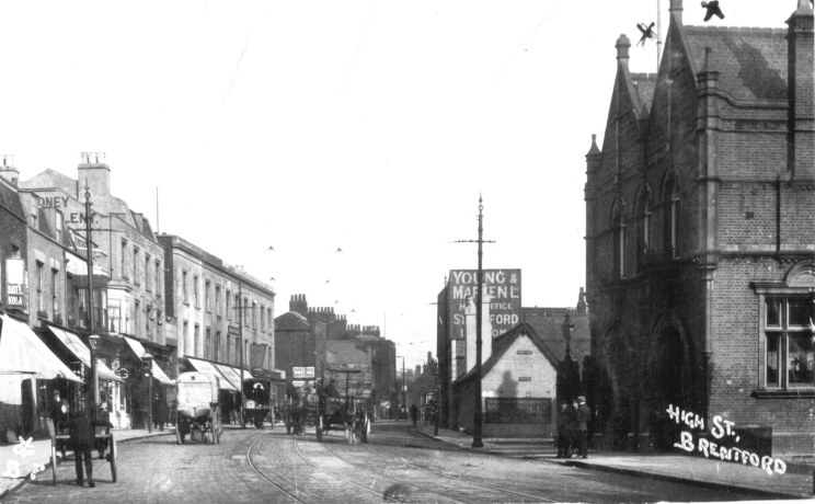 view of the High Street looking east, including the fire station