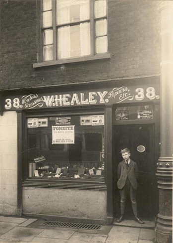 Shop front, sign W Healey