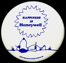 Honeywell badge incorporating Snoopy, design by Charles.M.Schultz