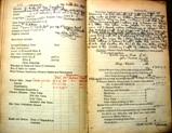open Field Book showing two pages completed in black and red ink