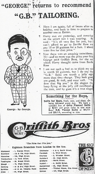 1927 advert including a caricature of 'George'