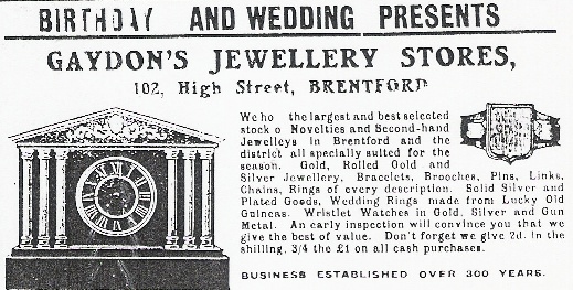 Advert for Gaydon's Jewellery Stores