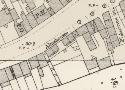 OS map 1893 showing almshouses