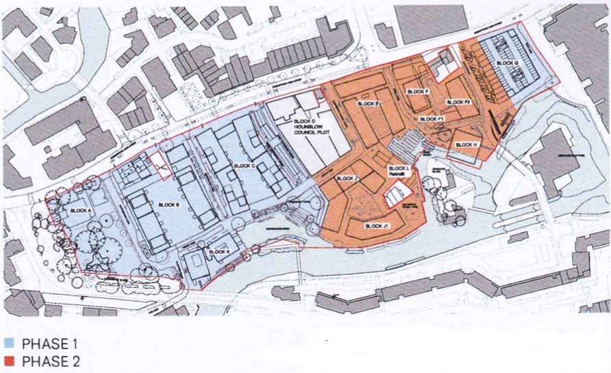 Site plan showing the two phases of development