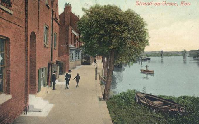 Tinted postcard of Strand on the Green