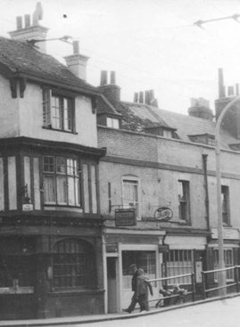 Black & white photo of cafe, 1950s