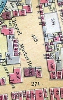 Part of New Brentford Tithe map, 1838, showing the Market House and place (the High Street is ref 271)