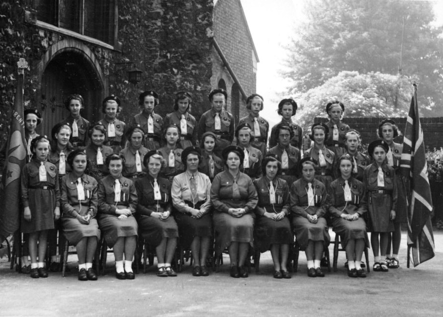 Girl guides outside church