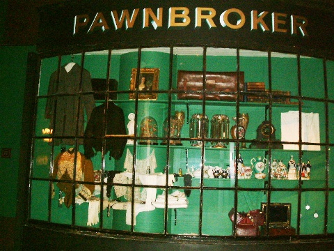 'Pawnbroker' shop front with bow windows